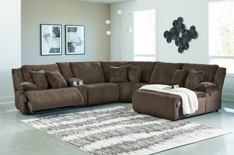 Top Tier Chocolate 6-Piece Reclining Sectional with Chaise -  Ashley - DMV Furniture