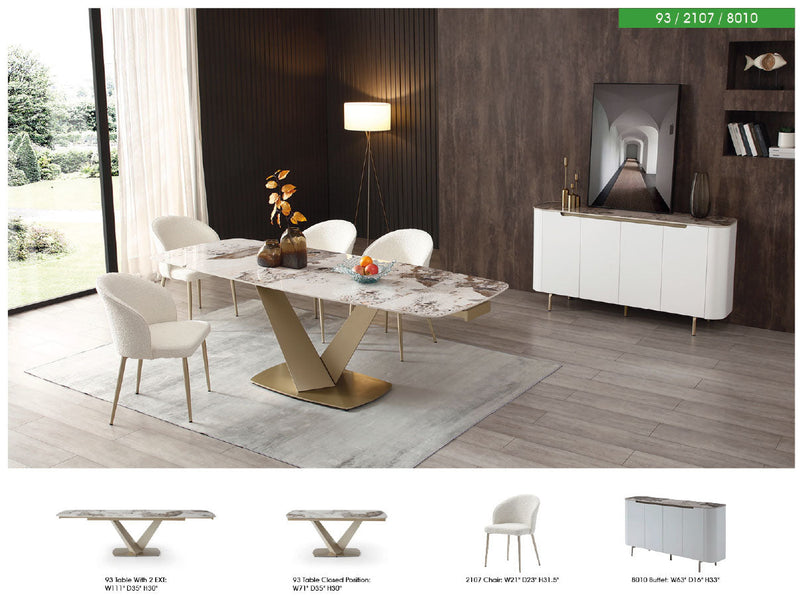 93 Dining Table with 2107 Chairs and 8010 buffet SET - p13229