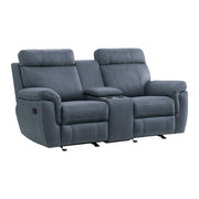 9301BUE-2 Double Glider Reclining Love Seat with Center Console - 9301BUE-2