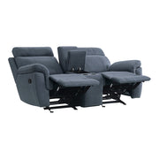 9301BUE-2 Double Glider Reclining Love Seat with Center Console - 9301BUE-2