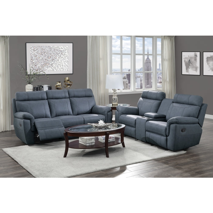 9301BUE-2 Double Glider Reclining Love Seat with Center Console - 9301BUE-2