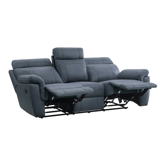 9301BUE-3 Double Reclining Sofa with Center Drop-Down Cup Holders - 9301BUE-3