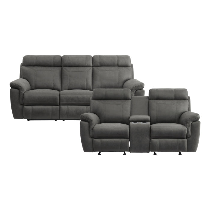 9301GRY*2 2pc Set: Sofa, Love - 9301GRY*2