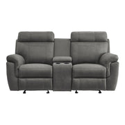 9301GRY-2 Double Glider Reclining Love Seat with Center Console - 9301GRY-2