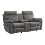 9301GRY-2 Double Glider Reclining Love Seat with Center Console - 9301GRY-2