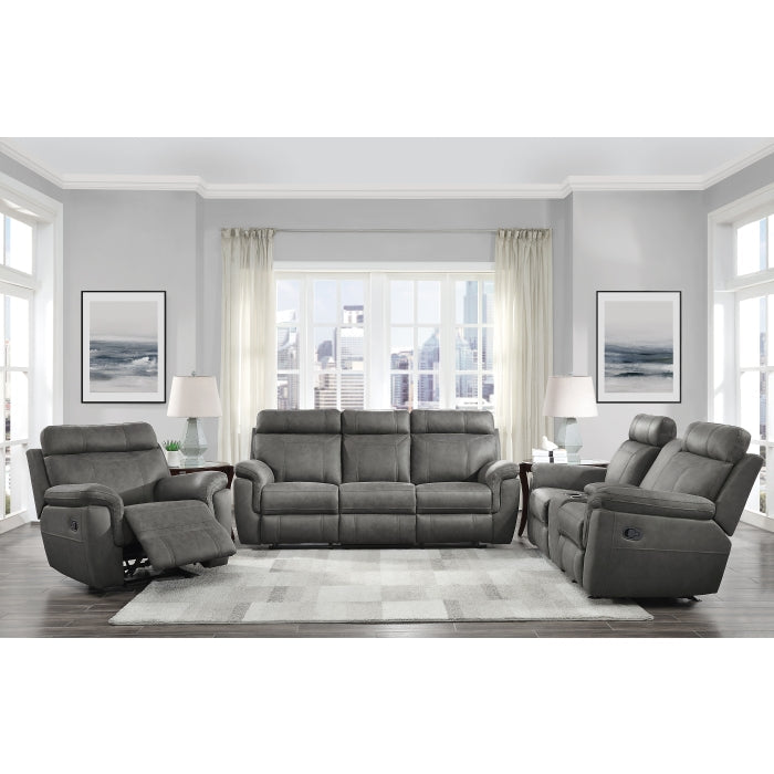9301GRY-2 Double Glider Reclining Love Seat with Center Console - 9301GRY-2