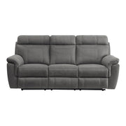 9301GRY-3 Double Reclining Sofa with Center Drop-Down Cup Holders - 9301GRY-3