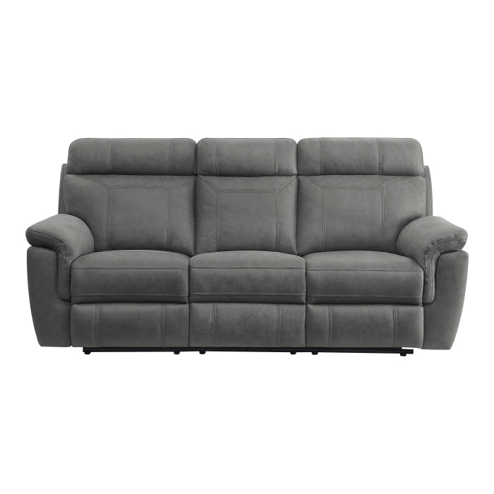 9301GRY-3 Double Reclining Sofa with Center Drop-Down Cup Holders - 9301GRY-3