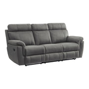 9301GRY-3 Double Reclining Sofa with Center Drop-Down Cup Holders - 9301GRY-3