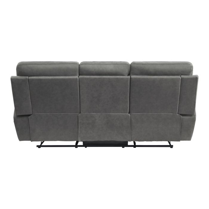 9301GRY-3 Double Reclining Sofa with Center Drop-Down Cup Holders - 9301GRY-3