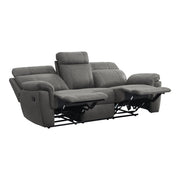 9301GRY-3 Double Reclining Sofa with Center Drop-Down Cup Holders - 9301GRY-3