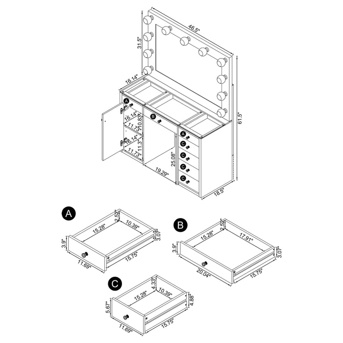 Acena Makeup Vanity Table with LED Mirror