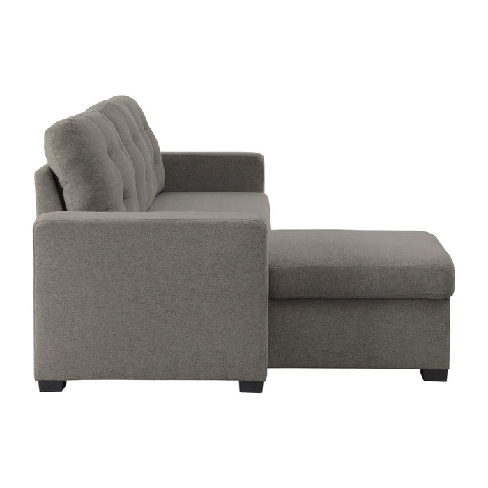 Cornish 2 Piece Reversible Sectional With Pull-Out Bed And Hidden Storage In Gray 9314Gy*Sc | Homelegance
