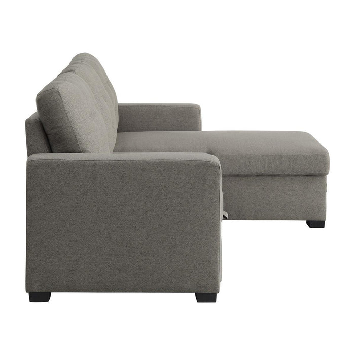 Cornish 2 Piece Reversible Sectional With Pull-Out Bed And Hidden Storage In Gray 9314Gy*Sc | Homelegance
