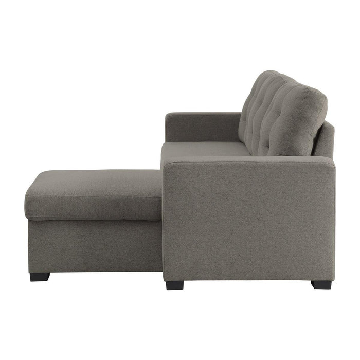 Cornish 2 Piece Reversible Sectional With Pull-Out Bed And Hidden Storage In Gray 9314Gy*Sc | Homelegance