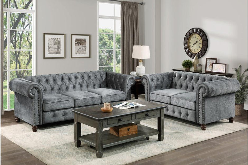 Welwyn 2 Piece Sofa Set In Dark Gray 9326Dg-3-2 | Homelegance