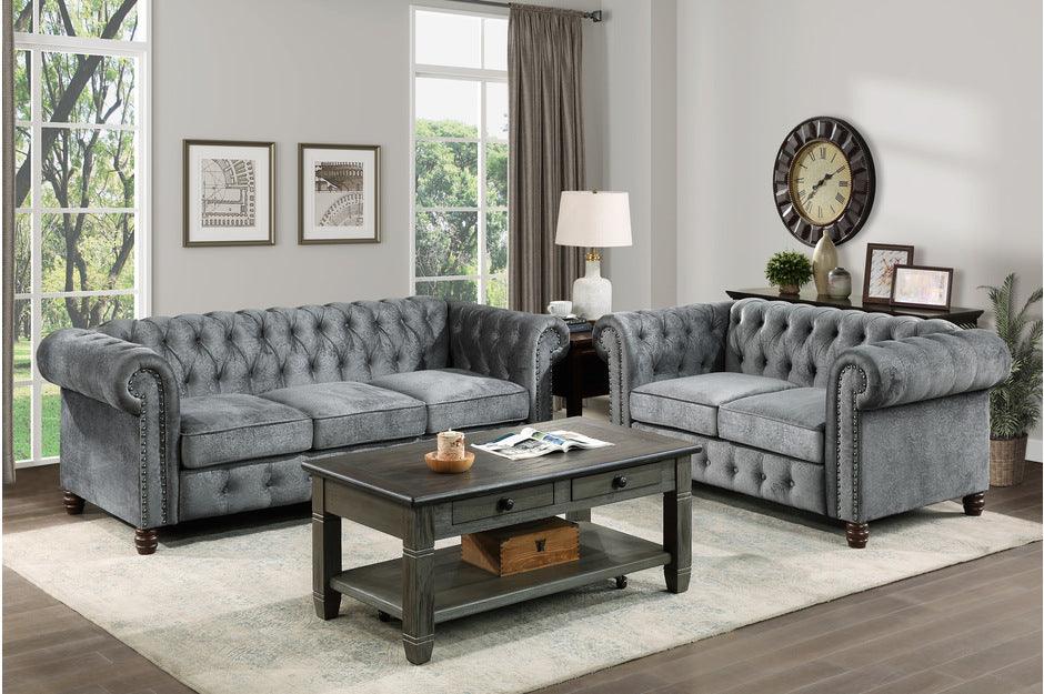 Welwyn 2 Piece Sofa Set In Dark Gray 9326Dg-3-2 | Homelegance