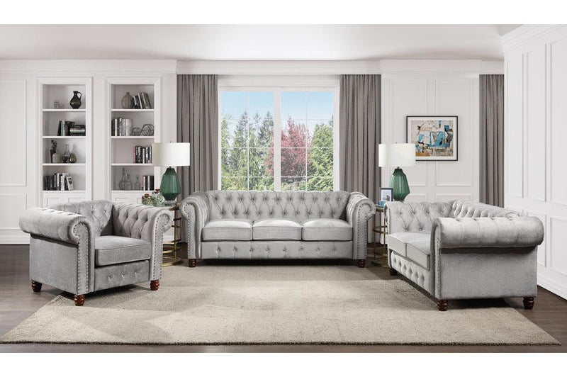 Welwyn 3 Piece Sofa Set In Gray 9326Gy-3-2-1 | Homelegance