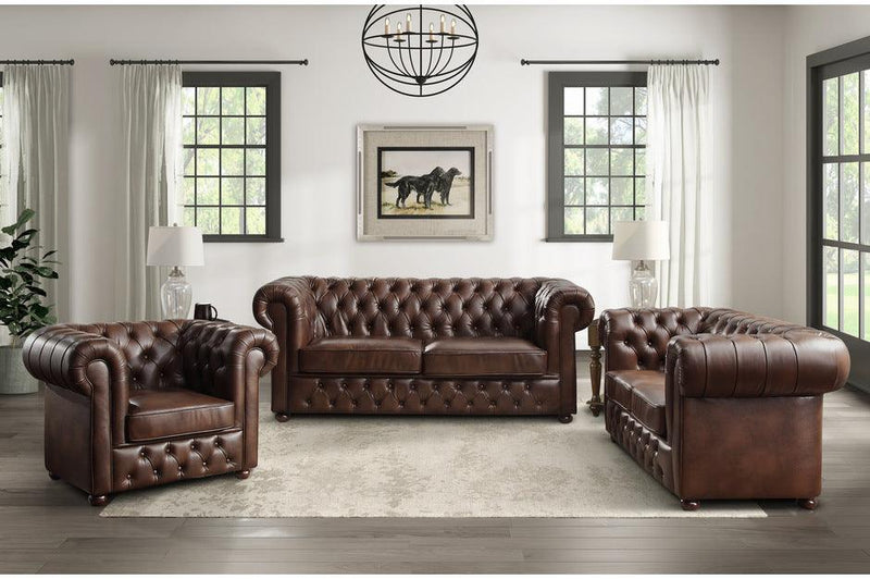 Tiverton 3 Piece Living Room Set In Brown 9335Brw-3-2-1 | Homelegance