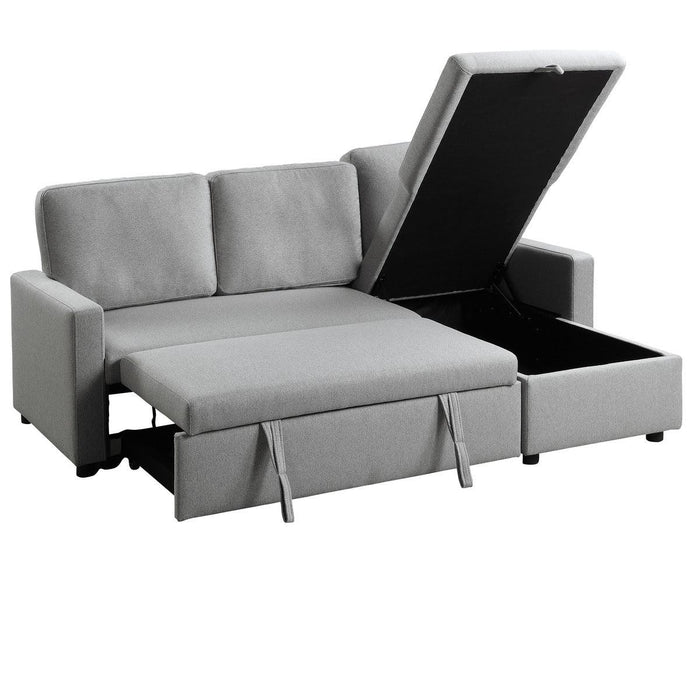 Brandolyn 2 Piece Reversible Sectional With Pull-Out Bed And Hidden Storage In Light Gray 9359Gry*Sc | Homelegance