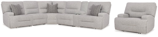 Acklen Place Pewter 6-Piece Power Reclining Sectional and Power Recliner from Ashley - DMV Furniture