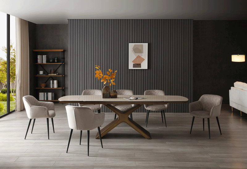 9368 Table Taupe With 1117 Chairs Set - DMV Furniture