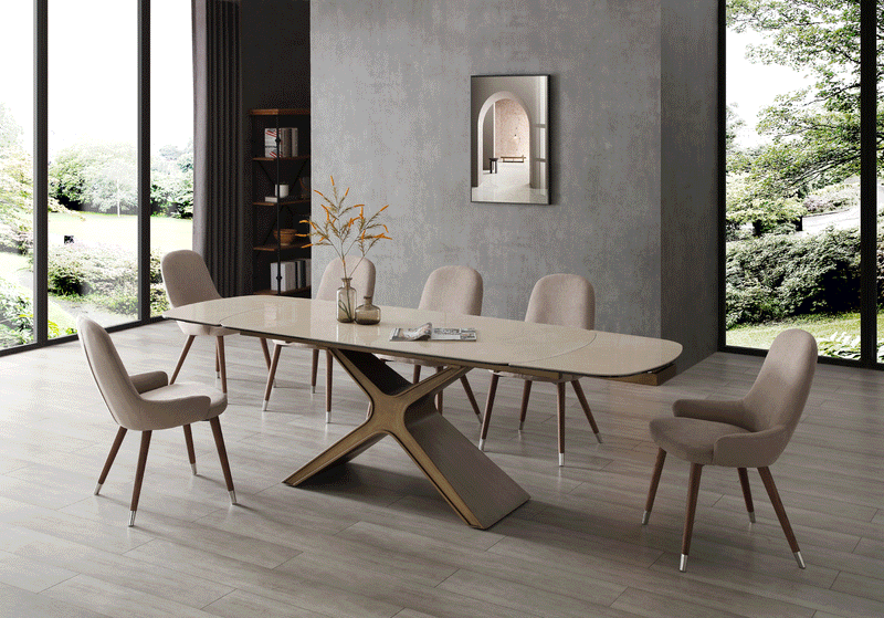 9368 Table Taupe With 1287 Chairs Set - DMV Furniture