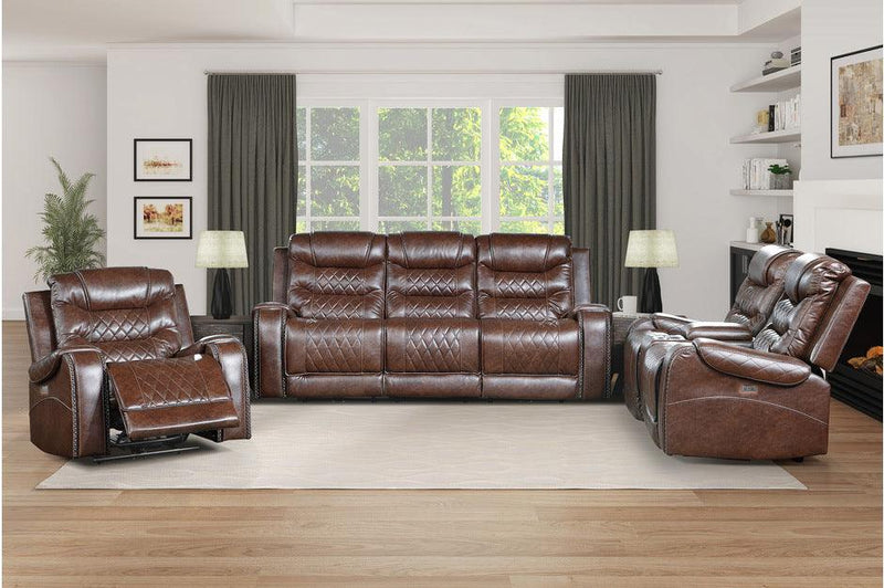 Putnam 3 Piece Double Reclining Sofa Set In Brown 9405Br-3-2-1 | Homelegance
