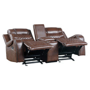 9405BR-2 Double Glider Reclining Love Seat with Center Console, Receptacles and USB Port - 9405BR-2