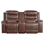 9405BR-2PW Power Double Reclining Love Seat with Center Console, Receptacles and USB Ports - 9405BR-2PW