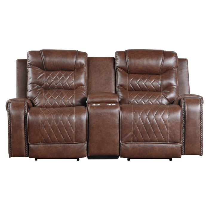 9405BR-2PW Power Double Reclining Love Seat with Center Console, Receptacles and USB Ports - 9405BR-2PW