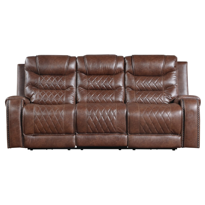 9405BR-3PW Power Double Reclining Sofa with Center Drop-Down Cup Holders, Receptacles and USB Ports - 9405BR-3PW