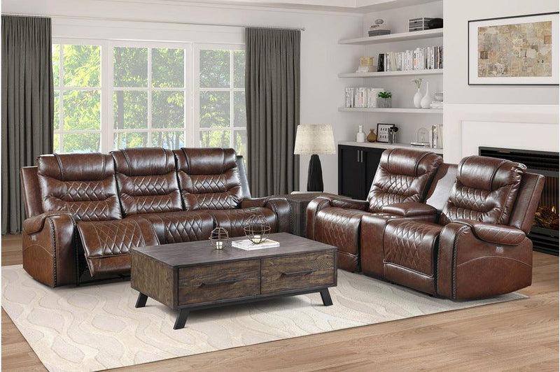 Putnam 2 Piece Double Reclining Sofa Set In Brown 9405Br-3-2 | Homelegance