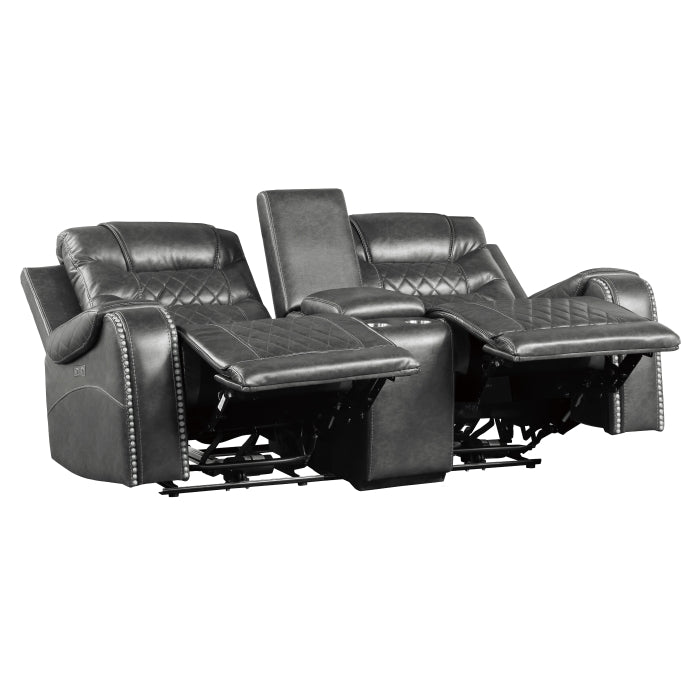 9405GY*2PW 2pc Set: Sofa, Love (Power) - 9405GY*2PW