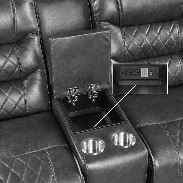 9405GY*2PW 2pc Set: Sofa, Love (Power) - 9405GY*2PW