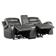 9405GY-2PW Power Double Reclining Love Seat with Center Console, Receptacles and USB Ports - 9405GY-2PW