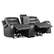 9405GY-2PW Power Double Reclining Love Seat with Center Console, Receptacles and USB Ports - 9405GY-2PW