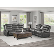 9405GY-2PW Power Double Reclining Love Seat with Center Console, Receptacles and USB Ports - 9405GY-2PW