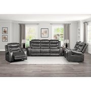 9405GY-3 Double Reclining Sofa with Center Drop-Down Cup Holders, Receptacles and USB Ports - 9405GY-3