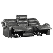 9405GY-3PW Power Double Reclining Sofa with Center Drop-Down Cup Holders, Receptacles and USB Ports - 9405GY-3PW