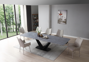 9436 Dining Table with 1218 swivel grey taupe chairs SET - p13300