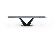 9436 Dining Table With 1218 Swivel Grey Taupe Chairs Set - DMV Furniture