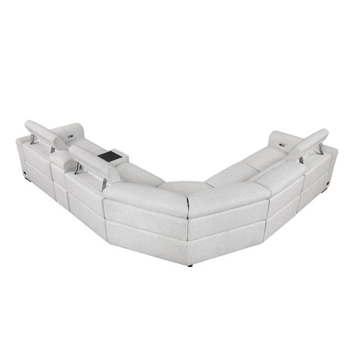 9455CLD*6LRRRPWH (6)6-Piece Modular Power Reclining Sectional with Power Headrests, Charging Ports - 9455CLD*6LRRRPWH
