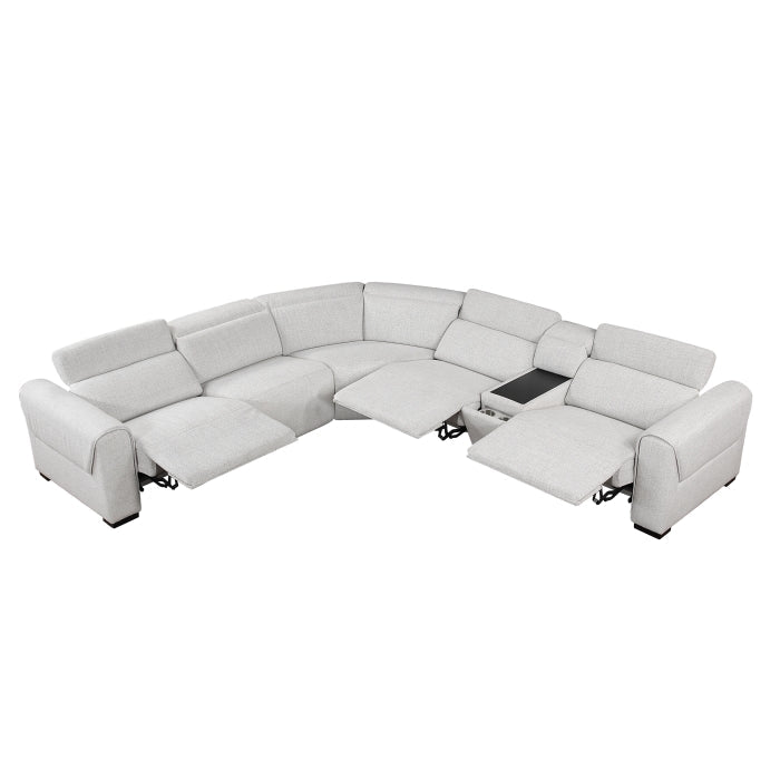 9455CLD*6LRRRPWH (6)6-Piece Modular Power Reclining Sectional with Power Headrests, Charging Ports - 9455CLD*6LRRRPWH