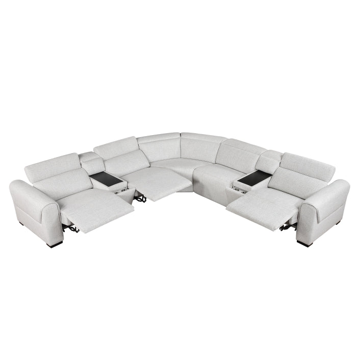 9455CLD*7LRRRPWH (7)7-Piece Modular Power Reclining Sectional with Power Headrests - 9455CLD*7LRRRPWH