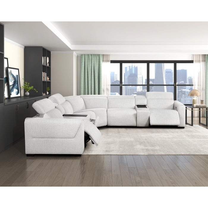 9455CLD*7LRRRPWH (7)7-Piece Modular Power Reclining Sectional with Power Headrests - 9455CLD*7LRRRPWH