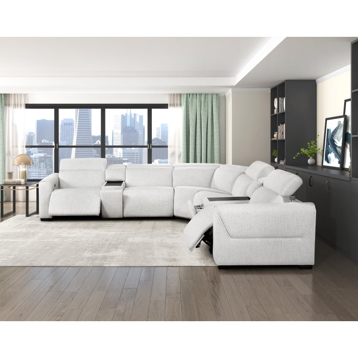 9455CLD*7LRRRPWH (7)7-Piece Modular Power Reclining Sectional with Power Headrests - 9455CLD*7LRRRPWH