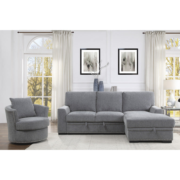 9468DG*2RC2L (2)2-Piece Sectional with Pull-out Bed and Right Chaise with Hidden Storage - 9468DG*2RC2L