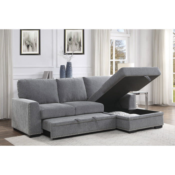 9468DG*2RC2L (2)2-Piece Sectional with Pull-out Bed and Right Chaise with Hidden Storage - 9468DG*2RC2L