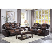 9470BR-2 Double Glider Reclining Love Seat with Center Console - 9470BR-2